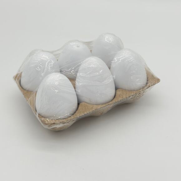 Target Bullseye Set of 6 White Wooden Eggs In Carton 2019 Easter Farmhouse - Picture 2 of 3